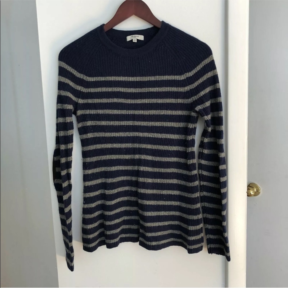 Madewell XS striped sweater elbow patches wool - Picture 5 of 10